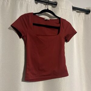 Burgundy square neck top